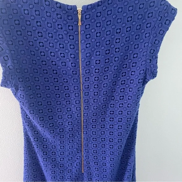 KATE SPADE NEW YORK Guipure Lace A-Line Mini Dress Cap-Sleeve Blue Women's 10 - Picture 8 of 13